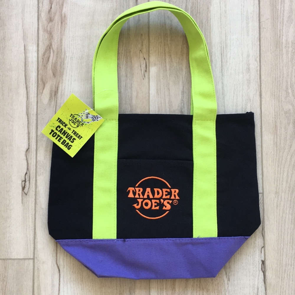 Trader Joe's Black and Purple Mini Tote Bag